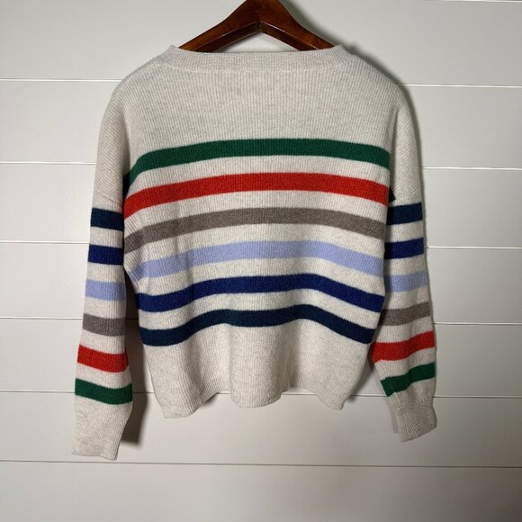 Kinross Cashmere 100% Cashmere Multi-Colored Stripe Long Sleeve Sweater Sz M - Picture 3 of 5